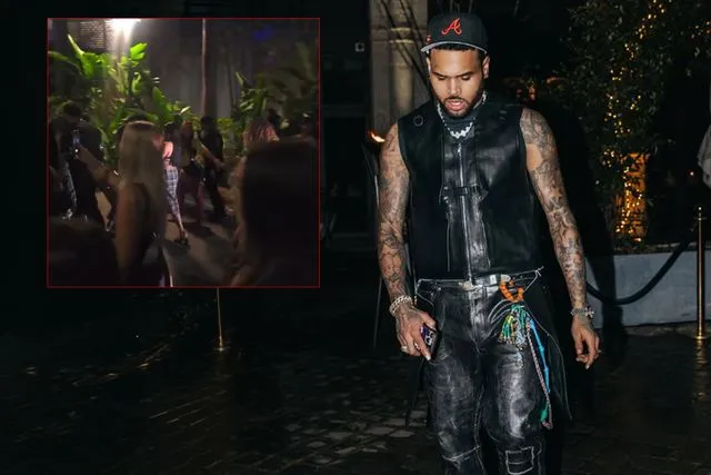 Chris Brown mekandan çıktı, onlarca kadın peşine takıldı! O anlar olay oldu