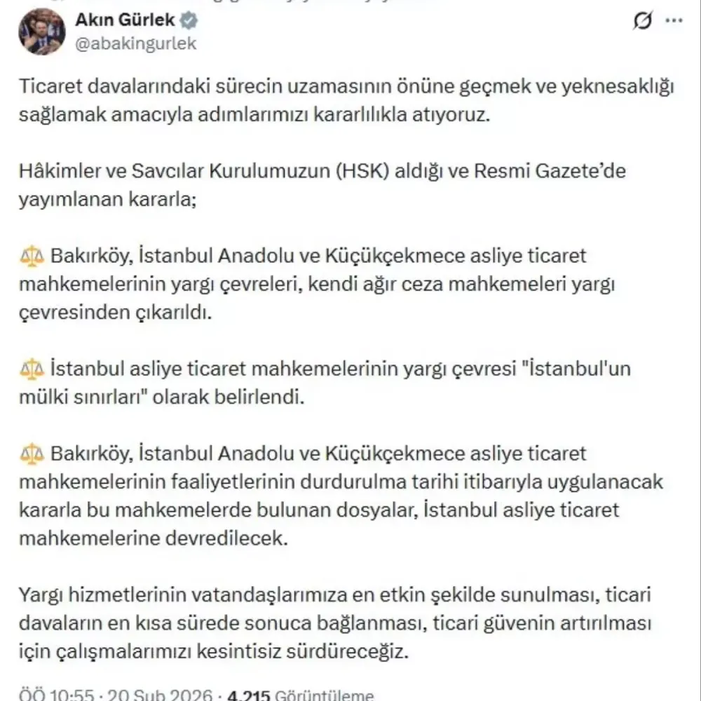 İstanbul'da Ticari Yargı Süreçleri İçin Yeni Dönem: Davalar Tek Merkezde Toplanıyor