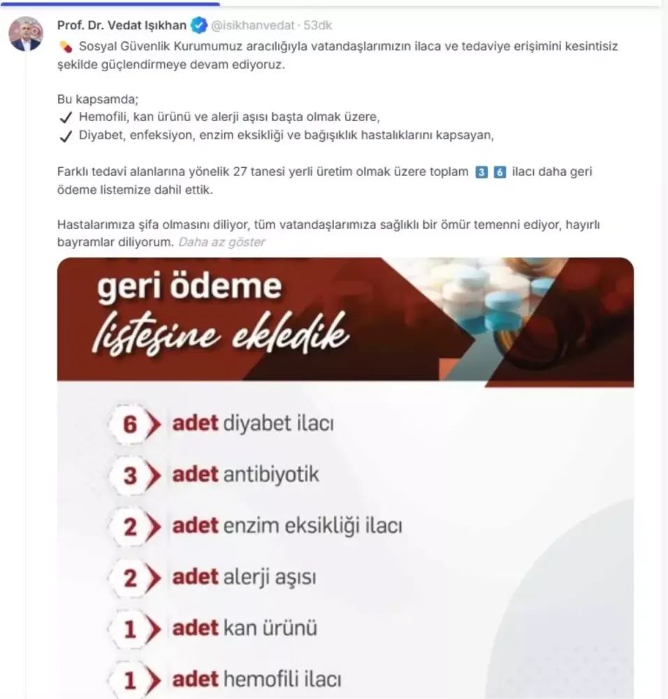 36 Yeni İlaç Geri Ödeme Listesine Alındı