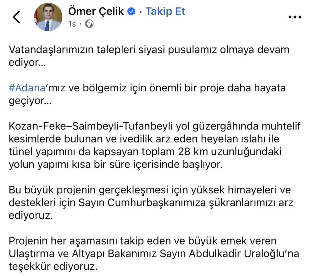 Adana'da Ulaşımın Yüzü Değişiyor: Yeni Yol Projesi Hayata Geçiyor