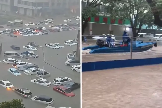 Çin'in Qinzhou şehri tamamen sulara gömüldü