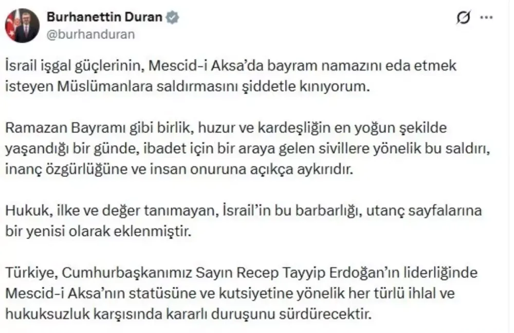 İLETİŞİM Başkanı Duran: İsrail