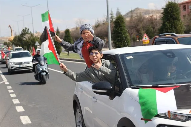 Nevşehir'de Filistin'e destek konvoy düzenlendi