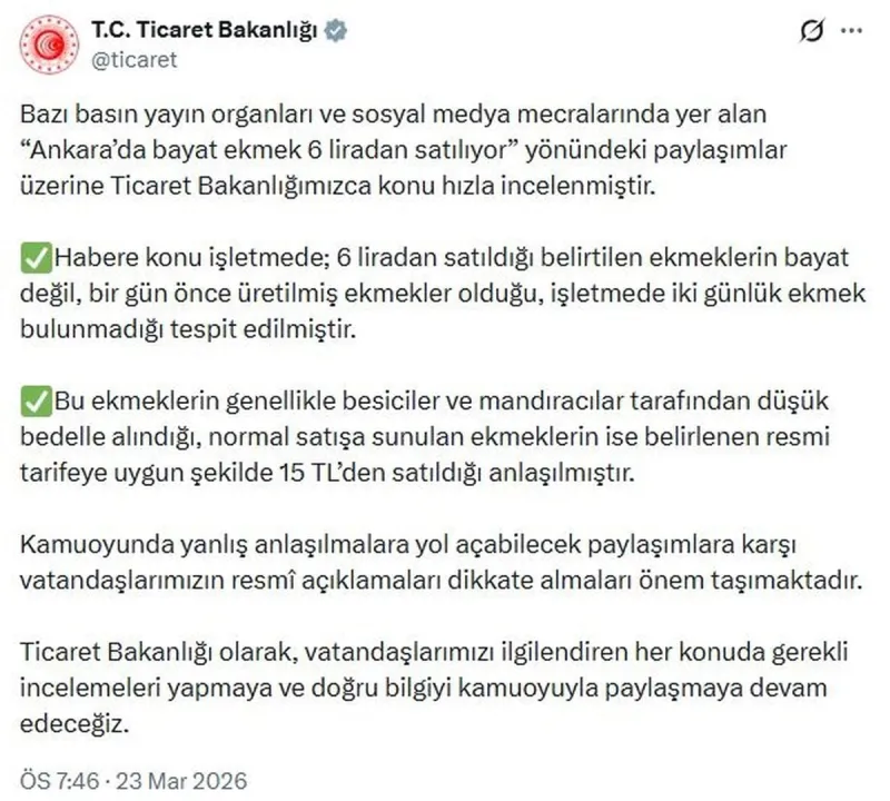 Bakanlıktan