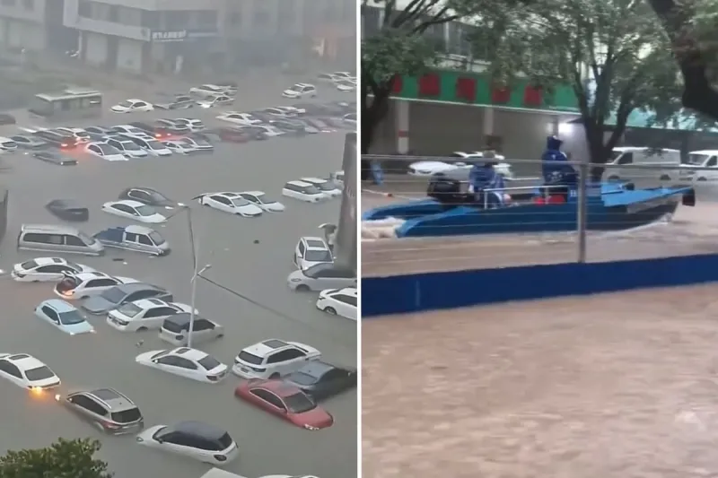 Çin'in Qinzhou şehri tamamen sulara gömüldü