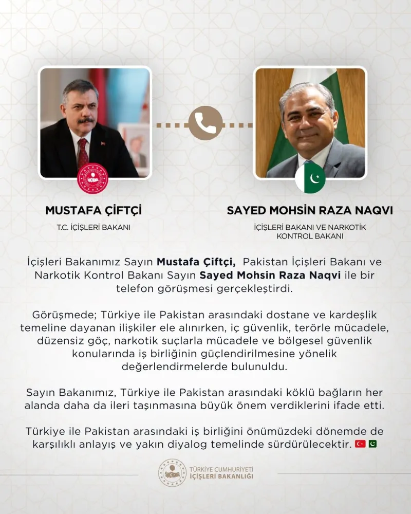 Türkiye-Pakistan İç Güvenlik Görüşmesi